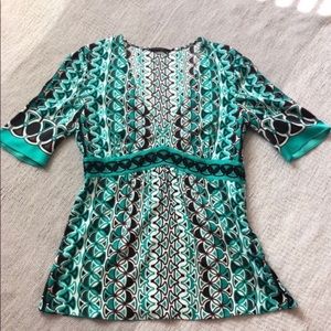 Elie TAHARI Turquoise V-Neck Blouse